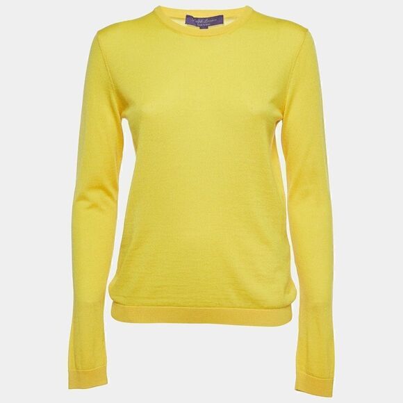 Ralph Lauren Canary Yellow Italian Cashmere Crewneck Long Sleeve Sweater - Picture 4 of 14